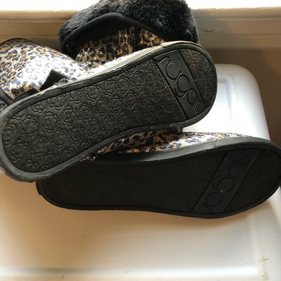 Boots faux fur flat bottom animal print sequins - Picture 3 of 14